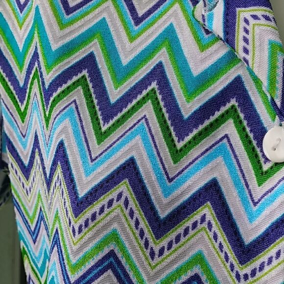 World LOB Clothing Blue Green Chevron Shirt - Picture 3 of 8